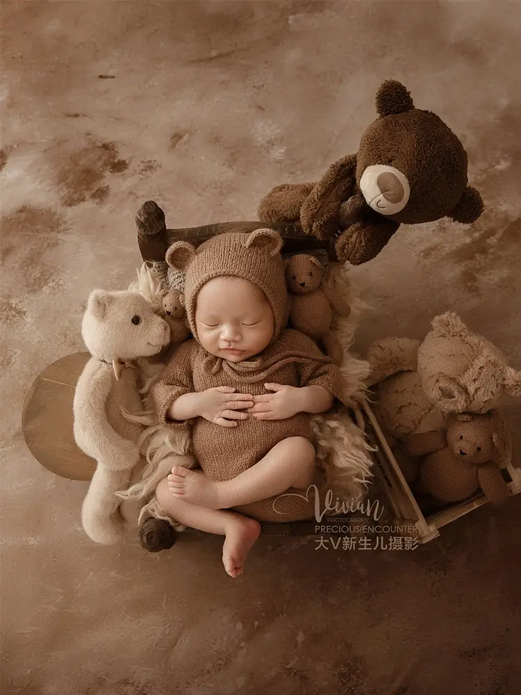 Brown Knitted Bear Set - Newborn Photography Props - Image 2
